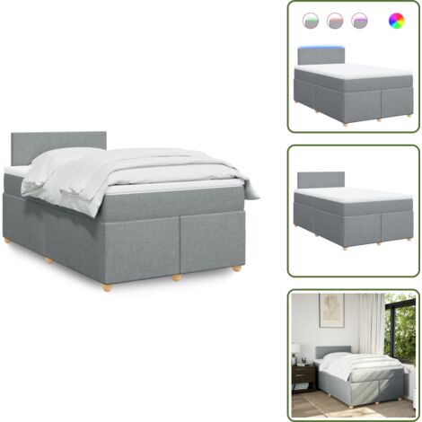 Coprimaterasso lavabile - vidaXL Giroletto a Molle con Materasso Grigio Chiaro 120x200cm Tessuto - Letto con testiera