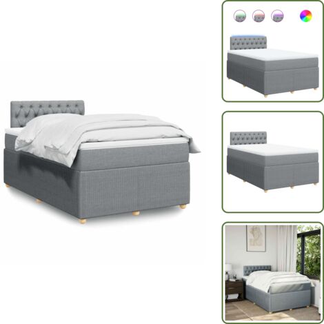 Coprimaterasso lavabile - vidaXL Giroletto a Molle con Materasso Grigio Chiaro 120x200cm Tessuto - Letto con testiera