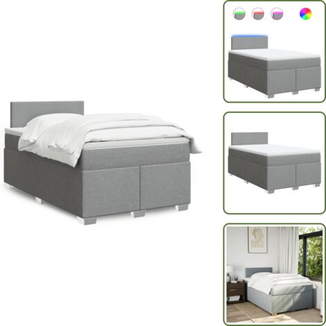 Coprimaterasso lavabile - vidaXL Giroletto a Molle con Materasso Grigio Chiaro 120x200cm Tessuto - Letto con testiera