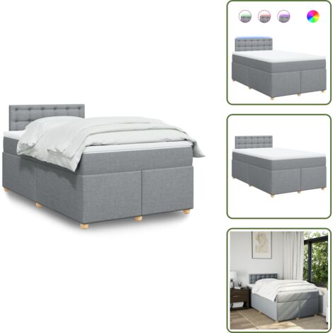 Coprimaterasso lavabile - vidaXL Giroletto a Molle con Materasso Grigio Chiaro 120x200cm Tessuto - Letto con testiera