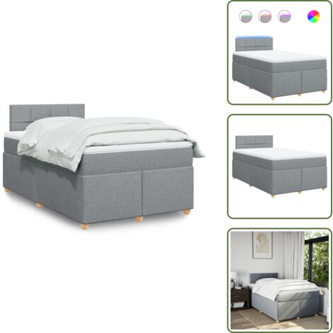 Coprimaterasso lavabile - vidaXL Giroletto a Molle con Materasso Grigio Chiaro 120x200cm Tessuto - Letto con testiera