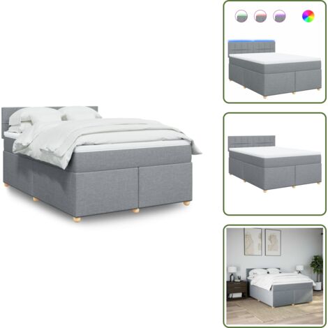 Coprimaterasso lavabile - vidaXL Giroletto a Molle con Materasso Grigio Chiaro 140x190cm Tessuto - Letto con testiera