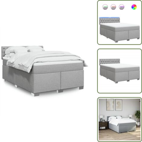 Coprimaterasso lavabile - vidaXL Giroletto a Molle con Materasso Grigio Chiaro 140x190cm Tessuto - Letto con testiera