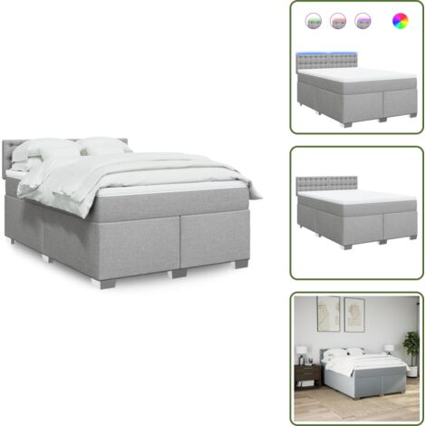 Coprimaterasso lavabile - vidaXL Giroletto a Molle con Materasso Grigio Chiaro 160x200cm Tessuto - Letto con testiera