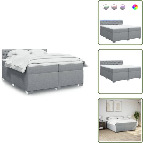 Coprimaterasso lavabile - vidaXL Giroletto a Molle con Materasso Grigio Chiaro 200x200cm Tessuto - Letto con testiera