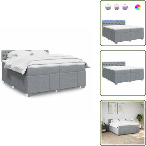 Coprimaterasso lavabile - vidaXL Giroletto a Molle con Materasso Grigio Chiaro 200x200cm Tessuto - Letto con testiera