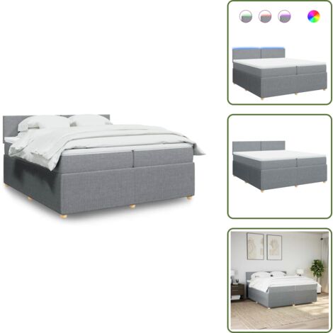 Coprimaterasso lavabile - vidaXL Giroletto a Molle con Materasso Grigio Chiaro 200x200cm Tessuto - Letto con testiera