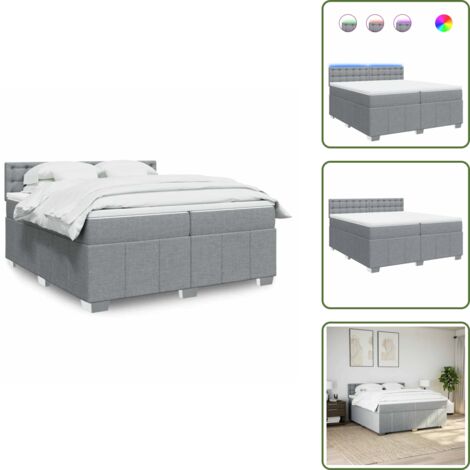 Coprimaterasso lavabile - vidaXL Giroletto a Molle con Materasso Grigio Chiaro 200x200cm Tessuto - Letto con testiera