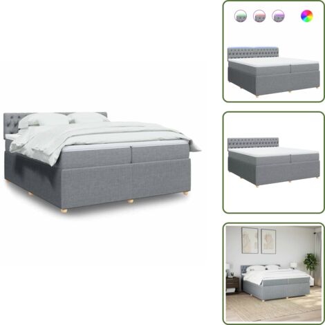 Coprimaterasso lavabile - vidaXL Giroletto a Molle con Materasso Grigio Chiaro 200x200cm Tessuto - Letto con testiera