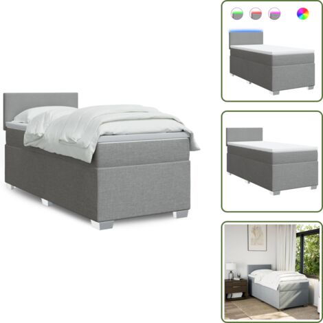 Coprimaterasso lavabile - vidaXL Giroletto a Molle con Materasso Grigio Chiaro 80x200 cm Tessuto - Letto con testiera