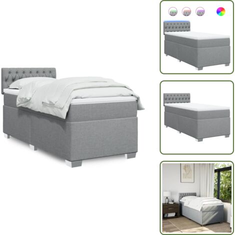 Coprimaterasso lavabile - vidaXL Giroletto a Molle con Materasso Grigio Chiaro 90x190 cm Tessuto - Letto con testiera