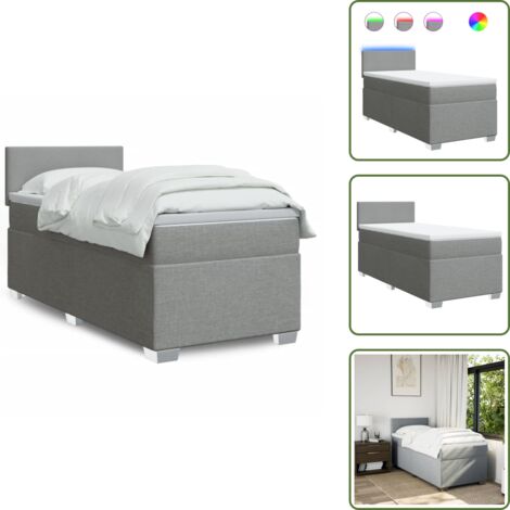 Coprimaterasso lavabile - vidaXL Giroletto a Molle con Materasso Grigio Chiaro 90x200 cm Tessuto - Letto con testiera
