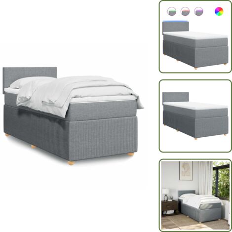 Coprimaterasso lavabile - vidaXL Giroletto a Molle con Materasso Grigio Chiaro100x200 cm Tessuto - Letto con testiera