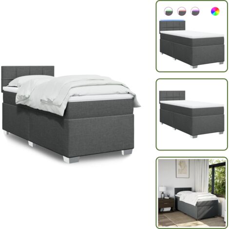 Coprimaterasso lavabile - vidaXL Giroletto a Molle con Materasso Grigio Scuro 100x200 cm Tessuto - Letto con testiera