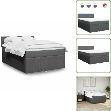 Coprimaterasso lavabile - vidaXL Giroletto a Molle con Materasso Grigio Scuro 140x190 cm Tessuto - Letto con testiera