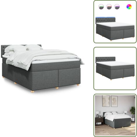Coprimaterasso lavabile - vidaXL Giroletto a Molle con Materasso Grigio Scuro 140x190 cm Tessuto - Letto con testiera