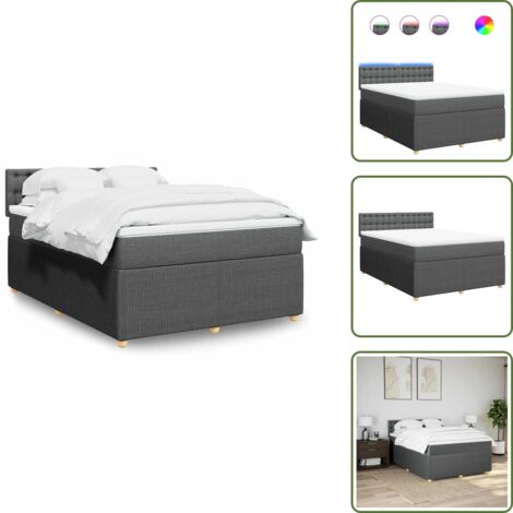 Coprimaterasso lavabile - vidaXL Giroletto a Molle con Materasso Grigio Scuro 140x190 cm Tessuto - Letto con testiera