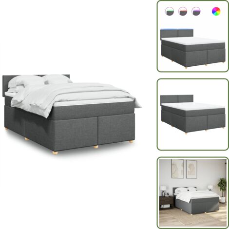 Coprimaterasso lavabile - vidaXL Giroletto a Molle con Materasso Grigio Scuro 140x190 cm Tessuto - Letto con testiera