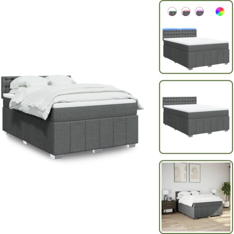 Coprimaterasso lavabile - vidaXL Giroletto a Molle con Materasso Grigio Scuro 160x200 cm Tessuto - Letto con testiera