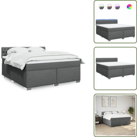 Coprimaterasso lavabile - vidaXL Giroletto a Molle con Materasso Grigio Scuro 180x200 cm Tessuto - Letto con testiera