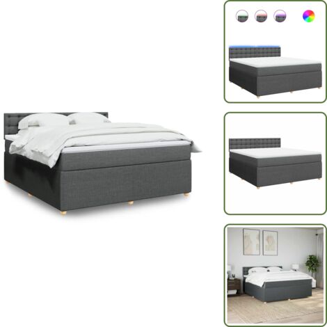 Coprimaterasso lavabile - vidaXL Giroletto a Molle con Materasso Grigio Scuro 180x200 cm Tessuto - Letto con testiera