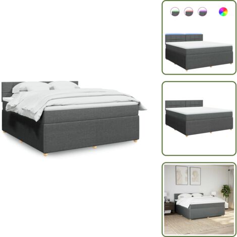 Coprimaterasso lavabile - vidaXL Giroletto a Molle con Materasso Grigio Scuro 180x200 cm Tessuto - Letto con testiera
