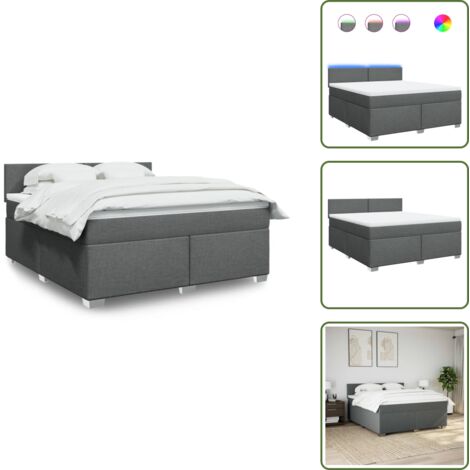 Coprimaterasso lavabile - vidaXL Giroletto a Molle con Materasso Grigio Scuro 180x200 cm Tessuto - Letto con testiera