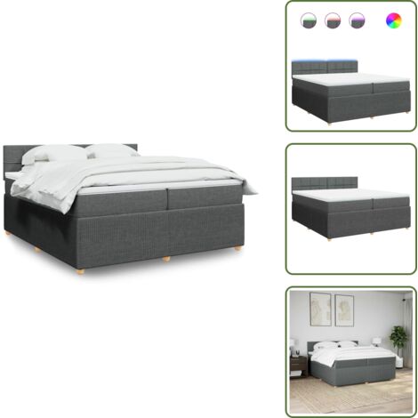 Coprimaterasso lavabile - vidaXL Giroletto a Molle con Materasso Grigio Scuro 200x200 cm Tessuto - Letto con testiera