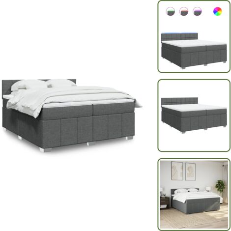 Coprimaterasso lavabile - vidaXL Giroletto a Molle con Materasso Grigio Scuro 200x200 cm Tessuto - Letto con testiera