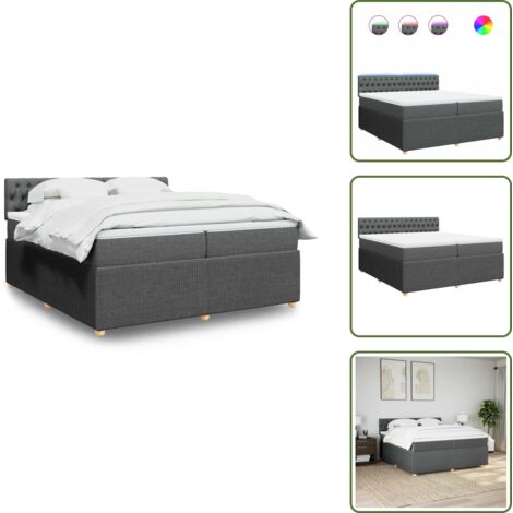 Coprimaterasso lavabile - vidaXL Giroletto a Molle con Materasso Grigio Scuro 200x200 cm Tessuto - Letto con testiera