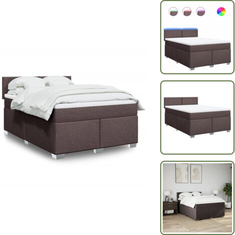 Coprimaterasso lavabile - vidaXL Giroletto a Molle con Materasso Marrone Scuro 160x200cm Tessuto - Letto con testiera