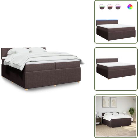 Coprimaterasso lavabile - vidaXL Giroletto a Molle con Materasso Marrone Scuro 200x200cm Tessuto - Letto con testiera