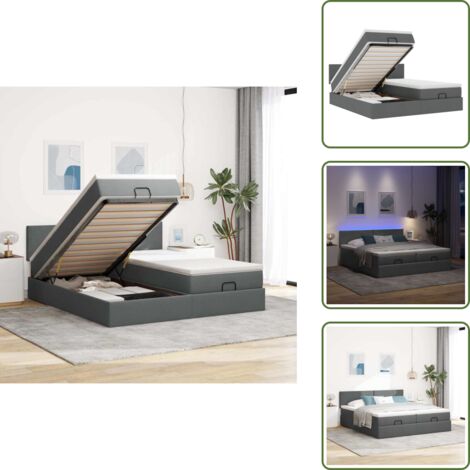 Coprimaterasso lavabile - vidaXL Struttura Letto Pouf con Materassi 160x200 cm in Tessuto - Luci a LED