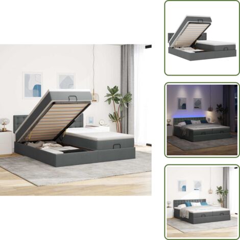 Coprimaterasso lavabile - vidaXL Struttura Letto Pouf con Materassi 160x200 cm in Tessuto - Luci a LED
