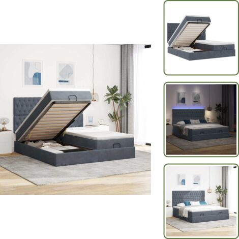 Coprimaterasso lavabile - vidaXL Struttura Letto Pouf con Materassi 160x200 cm in Velluto - Luci a LED