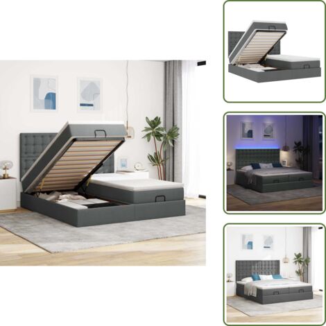 Coprimaterasso lavabile - vidaXL Struttura Letto Pouf con Materassi 180x200 cm in Tessuto - Luci a LED