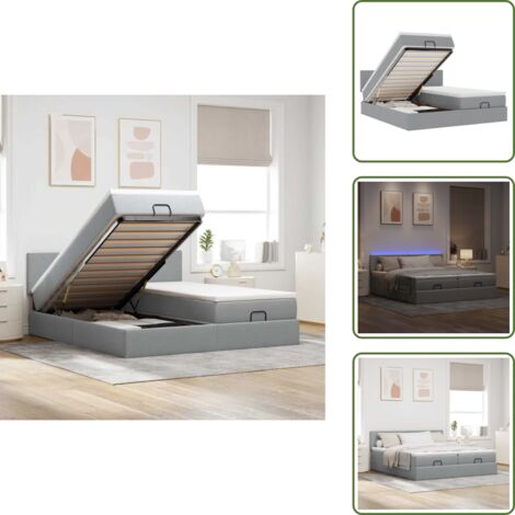 Coprimaterasso lavabile - vidaXL Struttura Letto Pouf con Materassi 180x200 cm in Tessuto - Luci a LED