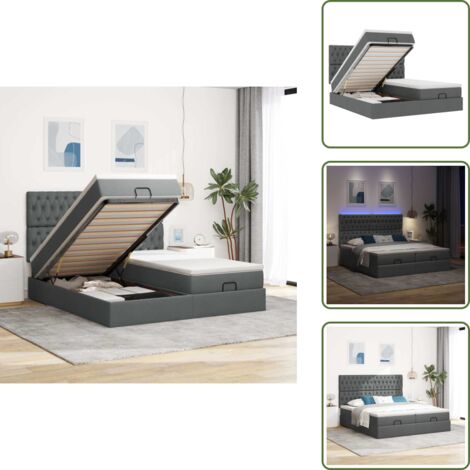 Coprimaterasso lavabile - vidaXL Struttura Letto Pouf con Materassi 200x200 cm in Tessuto - Luci a LED