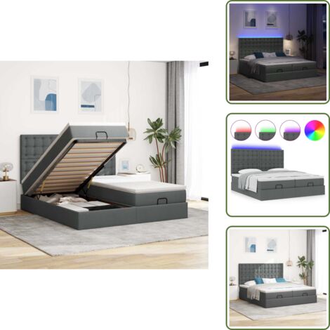 Coprimaterasso lavabile - vidaXL Struttura Letto Pouf con Materassi 200x200 cm in Tessuto - Luci a LED