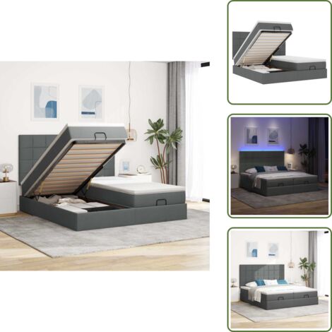 Coprimaterasso lavabile - vidaXL Struttura Letto Pouf con Materassi 200x200 cm in Tessuto - Luci a LED