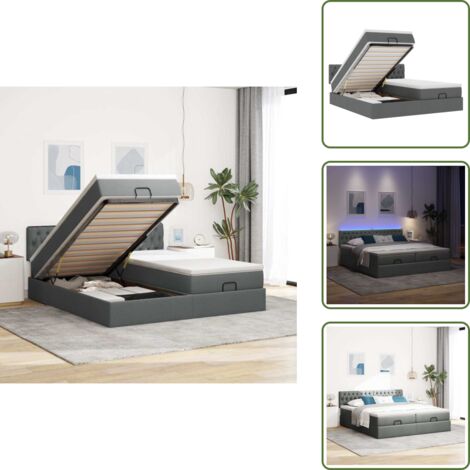 Coprimaterasso lavabile - vidaXL Struttura Letto Pouf con Materassi 200x200 cm in Tessuto - Luci a LED