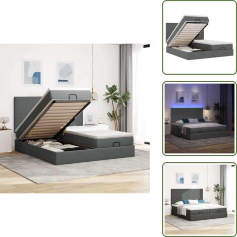 Coprimaterasso lavabile - vidaXL Struttura Letto Pouf con Materassi 200x200 cm in Tessuto - Luci a LED