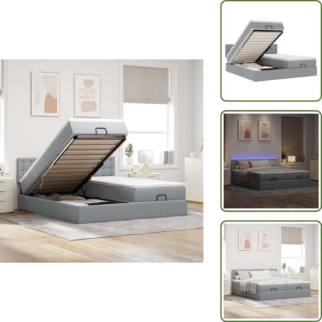 Coprimaterasso lavabile - vidaXL Struttura Letto Pouf con Materassi 200x200 cm in Tessuto - Luci a LED