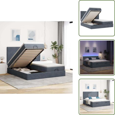 Coprimaterasso lavabile - vidaXL Struttura Letto Pouf con Materassi 200x200 cm Velluto - Luci a LED