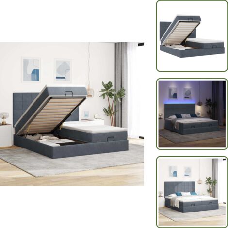 Coprimaterasso lavabile - vidaXL Struttura Letto Pouf con Materassi 200x200 cm Velluto - Luci a LED per letto