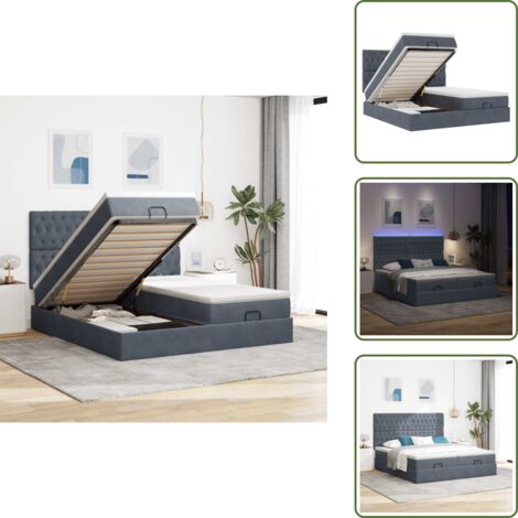 Coprimaterasso lavabile - vidaXL Struttura Letto Pouf con Materassi 200x200 cm Velluto - Luci a LED per letto