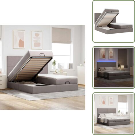 Coprimaterasso lavabile - vidaXL Struttura Letto Pouf con Materassi Tortora 180x200cm in Tessuto - Luci a LED