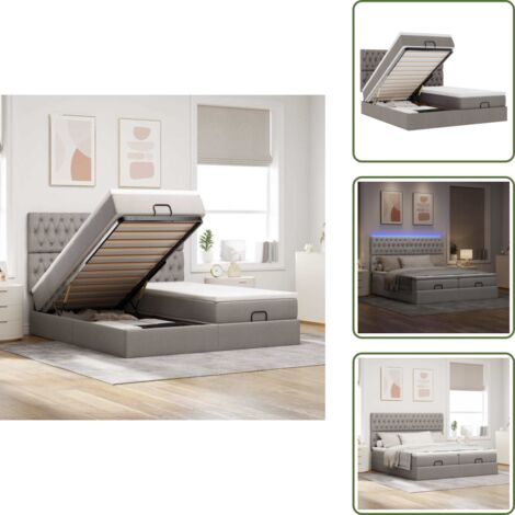 Coprimaterasso lavabile - vidaXL Struttura Letto Pouf con Materassi Tortora 180x200cm in Tessuto - Luci a LED