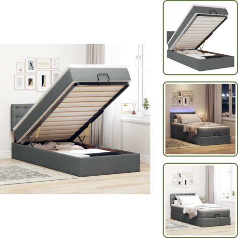 Coprimaterasso lavabile - vidaXL Struttura Letto Pouf con Materasso 100x200 cm in Tessuto - Luci a LED