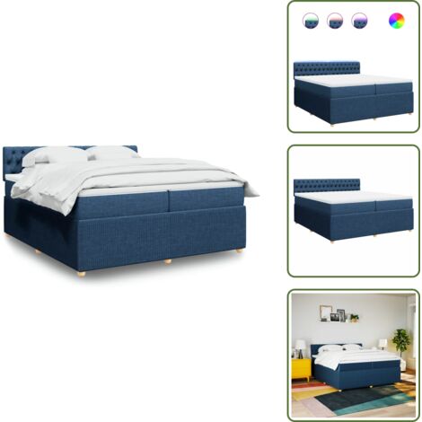 Coprimaterasso per letto - vidaXL Giroletto a Molle con Materasso Blu 200x200 cm in Tessuto - Letto con testiera